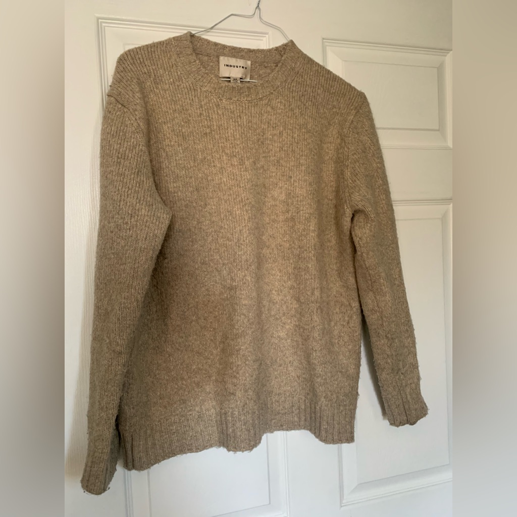 Industry Unisex Beige Wool Blend Crewneck Sweater Size S Small